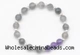 CGB8252 8mm cloudy quartz & amethyst beaded stretchy bracelets