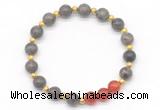 CGB8256 8mm rainbow labradorite & red agate beaded stretchy bracelets