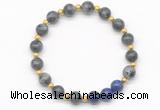 CGB8257 8mm black labradorite & lapis lazuli beaded stretchy bracelets