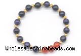 CGB8259 8mm purple yellow tiger eye & red agate beaded stretchy bracelets