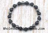 CGB8324 8mm matte black onyx, black onyx & hematite energy bracelet