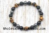 CGB8362 8mm grade AA yellow tiger eye, black onyx & hematite energy bracelet