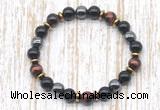 CGB8364 8mm grade AA red tiger eye, black onyx & hematite energy bracelet