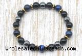 CGB8366 8mm blue tiger eye, black onyx & hematite energy bracelet