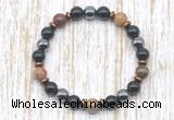 CGB8373 8mm picasso jasper, black onyx & hematite energy bracelet