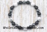 CGB8380 8mm white howlite, black onyx & hematite energy bracelet