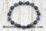 CGB8387 8mm lapis lazuli, black onyx & hematite energy bracelet