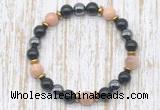 CGB8394 8mm sunstone, black onyx & hematite energy bracelet