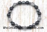 CGB8399 8mm cloudy quartz, black onyx & hematite energy bracelet