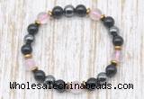 CGB8403 8mm rose quartz, black onyx & hematite energy bracelet