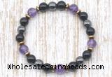 CGB8407 8mm amethyst, black onyx & hematite energy bracelet