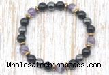 CGB8408 8mm dogtooth amethyst, black onyx & hematite energy bracelet