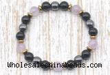 CGB8409 8mm lavender amethyst, black onyx & hematite energy bracelet