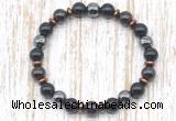 CGB8414 8mm garnet, black onyx & hematite energy bracelet