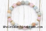 CGB8420 8mm matte amazonite, rose quartz & hematite power beads bracelet