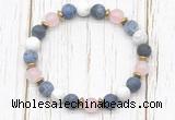 CGB8430 8mm matte sodalite, white howlite, rose quartz & hematite power beads bracelet