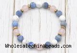 CGB8432 8mm matte lapis lazuli, white howlite, rose quartz & hematite power beads bracelet