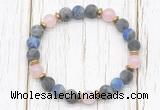 CGB8434 8mm matte black labradorite, lapis lazuli, rose quartz & hematite power beads bracelet