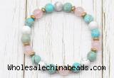 CGB8439 8mm sea sediment jasper, white howlite, rose quartz & hematite power beads bracelet