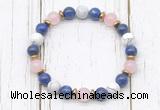 CGB8441 8mm lapis lazuli, white howlite, rose quartz & hematite power beads bracelet