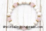 CGB8451 8mm white howlite turquoise, rose quartz & hematite power beads bracelet