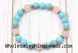 CGB8452 8mm blue howlite turquoise, rose quartz & hematite power beads bracelet