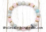 CGB8453 8mm amazonite, rose quartz & hematite power beads bracelet