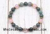 CGB8458 8mm India agate, rose quartz & hematite power beads bracelet