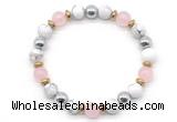 CGB8487 8mm rose quartz, white howlite & hematite energy bracelet