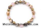 CGB8495 8mm rose quartz, zebra jasper & hematite energy bracelet