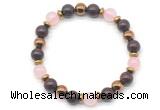 CGB8498 8mm rose quartz, brecciated jasper & hematite energy bracelet