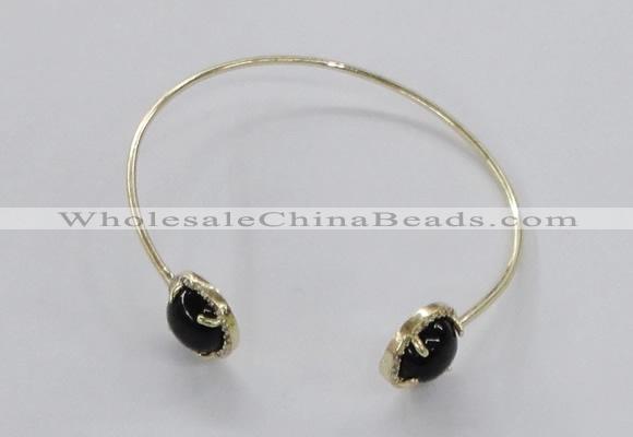 CGB851 10mm flat round agate gemstone bangles wholesale