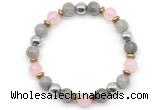 CGB8519 8mm rose quartz, labradorite & hematite energy bracelet