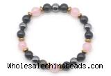 CGB8522 8mm rose quartz, golden obsidian & hematite energy bracelet