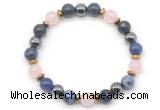 CGB8523 8mm rose quartz, sodalite & hematite energy bracelet