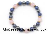 CGB8524 8mm rose quartz, lapis lazuli & hematite energy bracelet