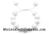 CGB8551 12mm round white howlite adjustable macrame bracelets