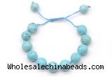 CGB8552 12mm round blue howlite adjustable macrame bracelets