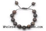 CGB8562 12mm round bronzite adjustable macrame bracelets