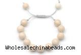 CGB8570 12mm round white fossil jasper adjustable macrame bracelets