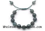 CGB8609 12mm round moss agate adjustable macrame bracelets