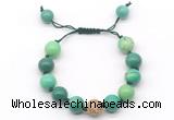 CGB8610 12mm round grass agate adjustable macrame bracelets