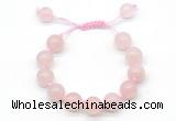 CGB8617 12mm round rose quartz adjustable macrame bracelets