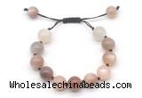 CGB8626 12mm round moonstone adjustable macrame bracelets