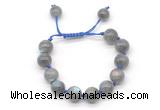 CGB8628 12mm round labradorite adjustable macrame bracelets