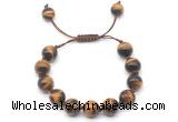 CGB8634 12mm round yellow tiger eye adjustable macrame bracelets