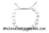 CGB8650 8mm,10mm round white howlite adjustable macrame bracelets