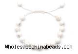 CGB8651 8mm,10mm round white howlite adjustable macrame bracelets