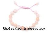 CGB8655 8mm,10mm round pink aventurine adjustable macrame bracelets