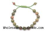 CGB8660 8mm,10mm round unakite adjustable macrame bracelets